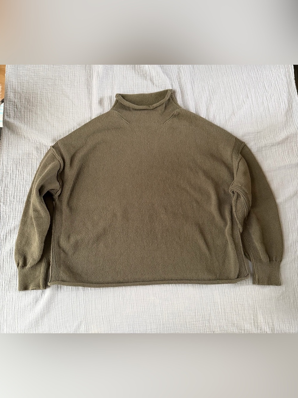 Free People We the Free Torres Rollneck sweater — Olive, 100% cotton NWOT